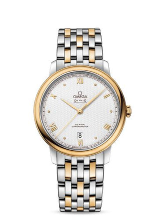 Omega - 424.20.40.20.02.005  De Ville Prestige Co-Axial 39.5 Stainless Steel / Yellow Gold / Vintage Silver / Bracelet