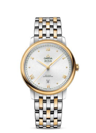 Omega - 424.20.40.20.02.006  De Ville Prestige Co-Axial 39.5 Stainless Steel / Yellow Gold / Silver Sunburst / Bracelet