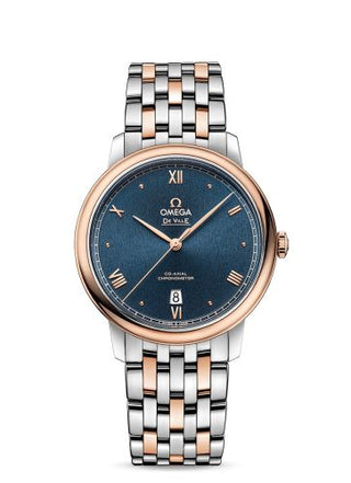 Omega - 424.20.40.20.03.001  De Ville Prestige Co-Axial 39.5 Stainless Steel / Red Gold / Blue Sunburst / Bracelet