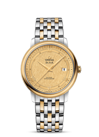 Omega - 424.20.40.20.08.001  De Ville Prestige Co-Axial 39.5 Stainless Steel / Yellow Gold / Vintage Champagne Silk / Bracelet