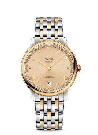 Omega - 424.20.40.20.08.002  De Ville Prestige Co-Axial 39.5 Stainless Steel / Yellow Gold / Moonshine Sunburst / Bracelet