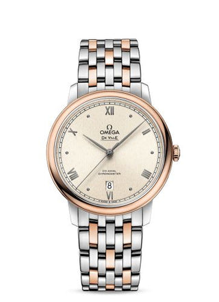 Omega - 424.20.40.20.09.001  De Ville Prestige Co-Axial 39.5 Stainless Steel / Red Gold / Pink Linen / Bracelet