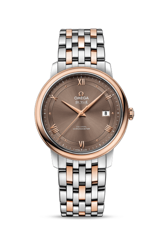 Omega - 424.20.40.20.13.001  De Ville Prestige Co-Axial 39.5 Stainless Steel / Red Gold / Vintage Brown / Bracelet