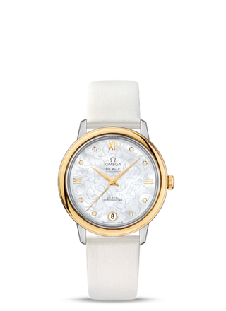 Omega - 424.22.33.20.55.002  De Ville Prestige Co-Axial 32.7 Stainless Steel / Yellow Gold / MOP Butterfly