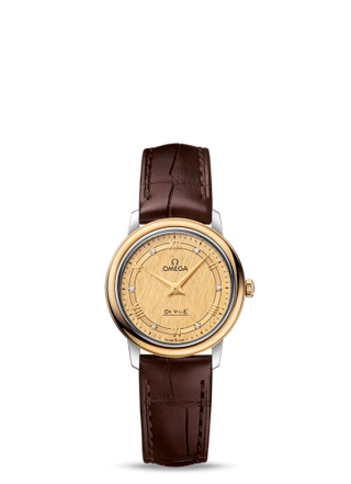 Omega - 424.23.27.60.58.001  De Ville Prestige Quartz  27.4 Stainless Steel / Yellow Gold / Vintage Champagne Silk