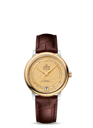 Omega - 424.23.33.20.58.001  De Ville Prestige Co-Axial 32.7 Stainless Steel / Yellow Gold / Vintage Champagne Silk