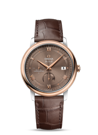 Omega - 424.23.40.21.13.001  De Ville Prestige Co-Axial 39.5 Power Reserve Stainless Steel / Red Gold / Vintage Brown