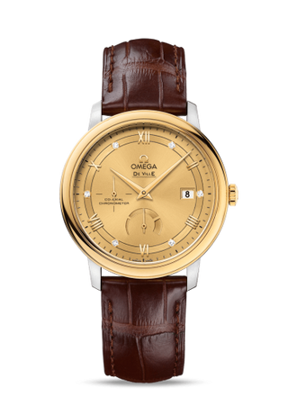 Omega - 424.23.40.21.58.001  De Ville Prestige Co-Axial 39.5 Power Reserve Stainless Steel / Yellow Gold / Vintage Champagne