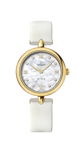 Omega - 424.52.27.60.55.001  De Ville Prestige Dewdrop Quartz 27.4 Yellow Gold / White MOP