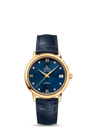 Omega - 424.53.33.20.53.002  De Ville Prestige Co-Axial 32.7 Yellow Gold / Blue