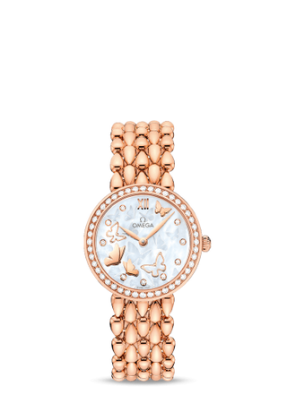 Omega - 424.55.27.60.55.003  De Ville Prestige Dewdrop Quartz 27.4 Red Gold / Diamond / Butterfly / Bracelet