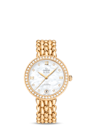 Omega - 424.55.33.20.55.009  De Ville Prestige Dewdrop Co-Axial 32.7 Yellow Gold / Diamond / MOP / Diamond / Bracelet