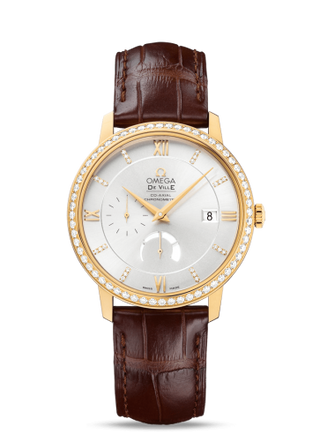 Omega - 424.58.40.21.52.001  De Ville Prestige Co-Axial 39.5 Power Reserve Yellow Gold / Diamond / Silver