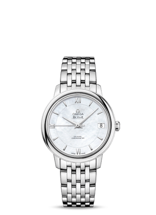 Omega - 424.10.33.20.05.001  De Ville Prestige Co-Axial 32.7 Stainless Steel / MOP / Bracelet