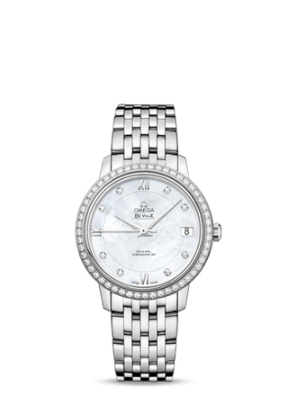 Omega - 424.15.33.20.55.001  De Ville Prestige Co-Axial 32.7 Stainless Steel / Diamond / MOP / Bracelet