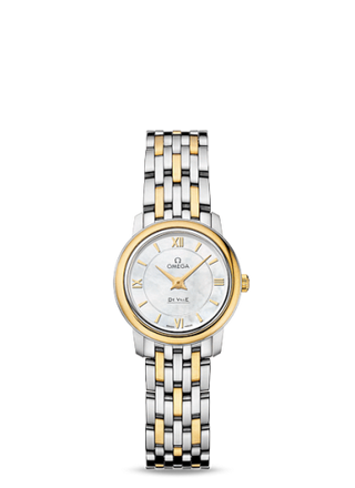 Omega - 424.20.24.60.05.001  De Ville  Prestige Quartz Ladies 24.5 Stainless Steel / Yellow Gold / MOP / Bracelet