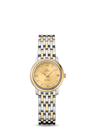 Omega - 424.20.24.60.08.001  De Ville Prestige Quartz 24.4 Stainless Steel / Yellow Gold / Champagne / Bracelet