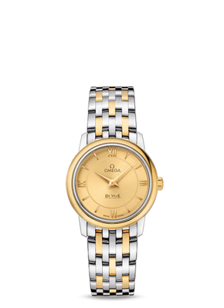 Omega - 424.20.27.60.08.001  De Ville Prestige Quartz 27.4 Stainless Steel / Yellow Gold / Champagne / Bracelet