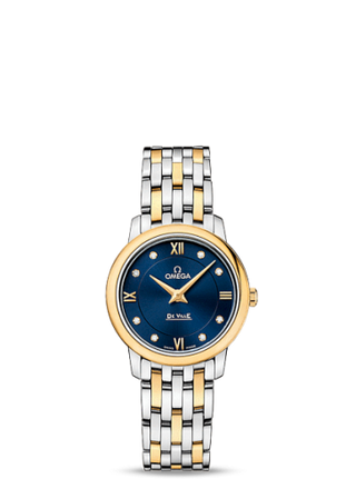 Omega - 424.20.27.60.53.002  De Ville Prestige Quartz  27.4 Stainless Steel / Yellow Gold / Blue / Bracelet