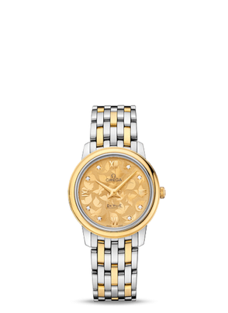 Omega - 424.20.27.60.58.002  De Ville Prestige Quartz 27.4 Stainless Steel / Yellow Gold / Champagne Butterfly / Bracelet