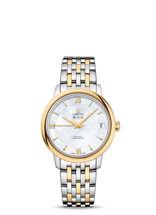 Omega - 424.20.33.20.05.001  De Ville Prestige Co-Axial 32.7 Stainless Steel / Yellow Gold / MOP / Bracelet