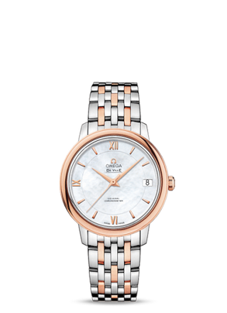 Omega - 424.20.33.20.05.002  De Ville Prestige Co-Axial 32.7 Stainless Steel / Red Gold / MOP / Bracelet