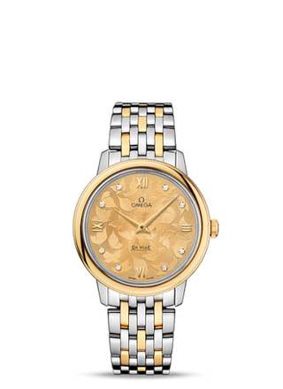 Omega - 424.20.33.60.58.001  De Ville Prestige Quartz 32.7 Butterfly Yellow Gold / Stainless Steel