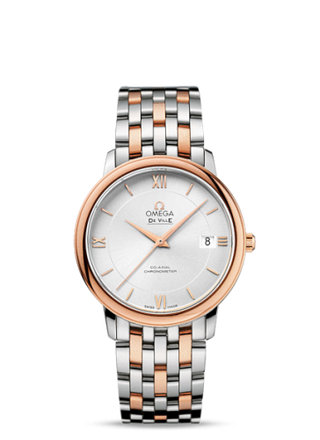 Omega - 424.20.37.20.02.002  De Ville Prestige Co-Axial 36.8 Stainless Steel / Red Gold / Silver / Bracelet