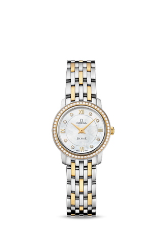 Omega - 424.25.24.60.55.001  De Ville Prestige Quartz 24.4 Stainless Steel / Yellow Gold / Diamond / MOP / Bracelet