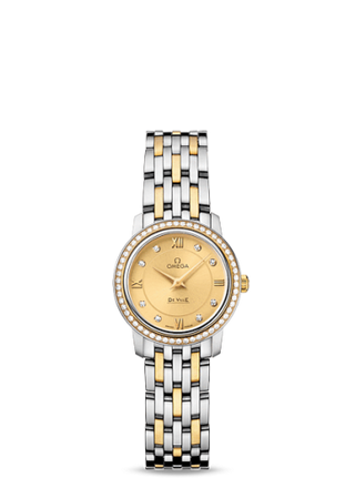 Omega - 424.25.24.60.58.001  De Ville Prestige Quartz 24.4 Stainless Steel / Yellow Gold / Diamond / Champagne / Bracelet