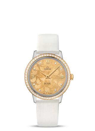 Omega - 424.27.33.60.58.001  De Ville Prestige Quartz 32.7 Butterfly Stainless Steel / Yellow Gold / Diamond