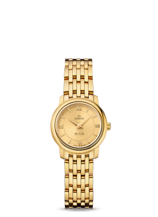 Omega - 424.50.24.60.08.001  De Ville Prestige Quartz 24.4 Yellow Gold / Champagne / Bracelet