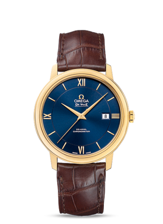 Omega - 424.53.40.20.03.001  De Ville Prestige Co-Axial 39.5 Yellow Gold / Blue