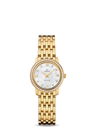 Omega - 424.55.24.60.55.001  De Ville Prestige Quartz 24.4 Yellow Gold / Diamond / MOP