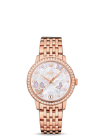 Omega De Ville Prestige Co-Axial 32.7 Yellow Gold / MOP Butterfly / Diamond / Bracelet (424.55.33.20.55.004)