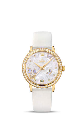 Omega - 424.57.33.20.55.003  De Ville Prestige Co-Axial 32.7 Yellow Gold / MOP Butterfly Diamond