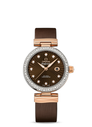 Omega - 425.27.34.20.63.001  LadyMatic Co-Axial 34 Stainless Steel / Red Gold / Diamond / Brown