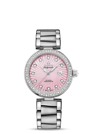 Omega - 425.35.34.20.57.001  LadyMatic Co-Axial 34 Stainless Steel / Diamond / Pink MOP / Bracelet