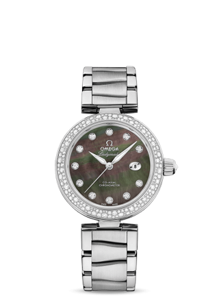 Omega - 425.35.34.20.57.004  LadyMatic Co-Axial 34 Stainless Steel / Diamond / Brown MOP / Bracelet