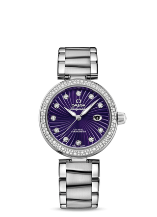 Omega - 425.35.34.20.60.001  LadyMatic Co-Axial 34 Stainless Steel / Diamond / Purple / Bracelet