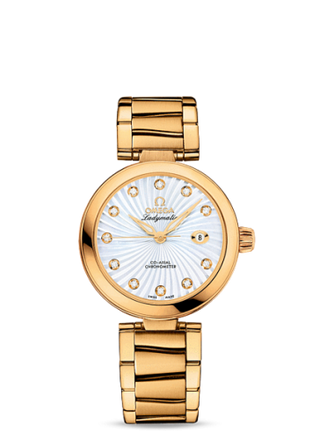 Omega - 425.60.34.20.55.002  Ladymatic Co-Axial 34 Yellow Gold / MOP / Bracelet