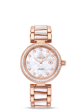 Omega - 425.65.34.20.55.007  LadyMatic Co-Axial 34 Sedna Gold Baguette / MOP / MOP Bracelet