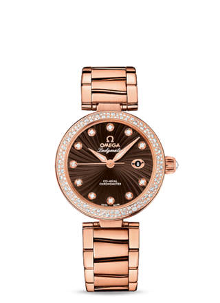 Omega - 425.65.34.20.63.001  LadyMatic Co-Axial 34 Red Gold / Diamond / Brown / Bracelet