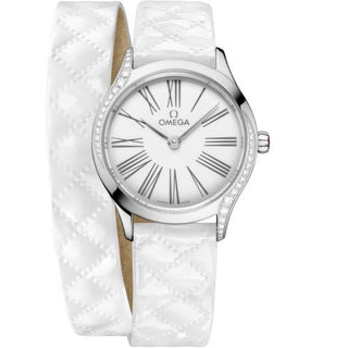 Omega - 428.17.26.60.04.008  Mini Trésor Quartz 26 Stainless Steel - Diamond / White Enamel / Double Tour