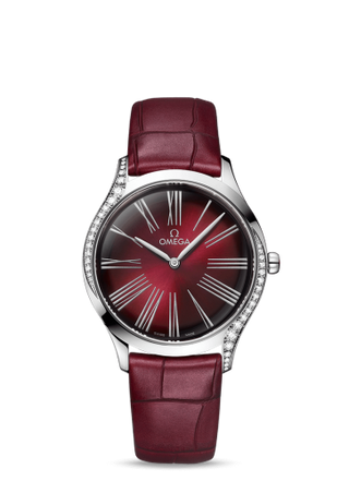 Omega - 428.18.36.60.11.001  De Ville Trésor 36 Stainless Steel / Red - Roman / Alligator