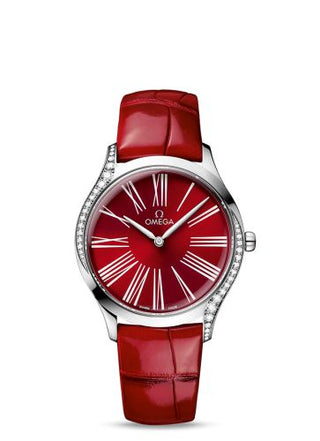 Omega - 428.18.36.60.11.002  De Ville Trésor 36 Stainless Steel / Red - Roman / Alligator