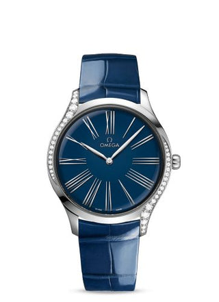 Omega - 428.18.39.60.03.001  De Ville Trésor 39 Stainless Steel / Blue - Roman / Alligator