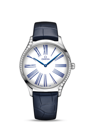 Omega - 428.18.39.60.04.001  De Ville Trésor 39 Stainless Steel / White - Roman / Alligator