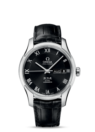 Omega - 431.13.41.22.01.001  De Ville Co-Axial Annual Calendar Stainless Steel / Black / Alligator