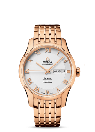 Omega - 431.50.41.22.02.001  De Ville Co-Axial Annual Calendar Red Gold / Silver / Bracelet